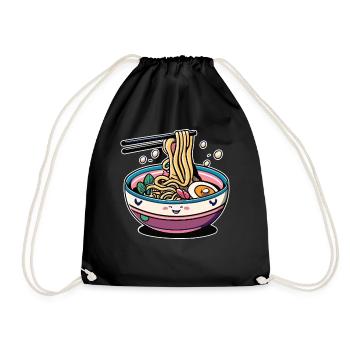 Ramenliebe in Kawaii: Japanische Ramen Grafik - Turnbeutel - Schwarz - Vorne