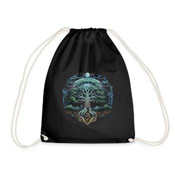 Tree of Life Yggdrasil Viking Midgard Thor - Drawstring Bag - black - Front