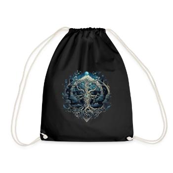 Tree of Life Yggdrasil Viking Midgard Thor - Drawstring Bag - black - Front