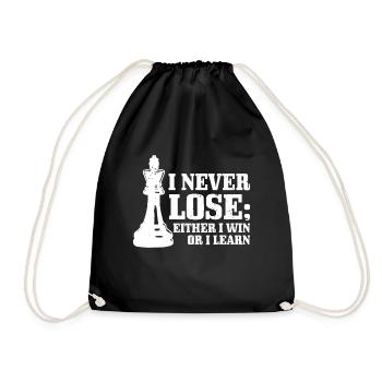 Chess I Never Lose Either I Win Or I Learn Chess - Drawstring Bag - black - Front