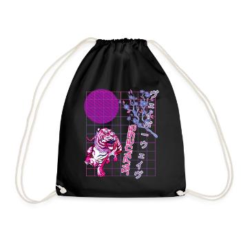 Japan Vaporwave 80's Retro Aesthetic Vintage - Drawstring Bag - black - Front