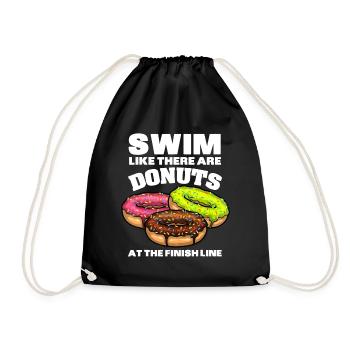 Funny Swimming Donut Design Men Women Swimmer - Drawstring Bag - black - Front
