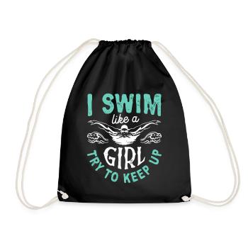 Je nage comme une fille J’essaie de suivre - Sac de sport léger - noir - Devant