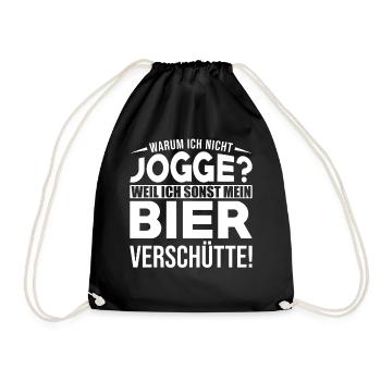 Warum Ich nicht Jogge? Weil Bier Verschütte - Turnbeutel - Schwarz - Vorne