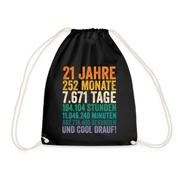 21 Jahre Einundzwanzigster Geburtstag - Turnbeutel - Schwarz - Vorne