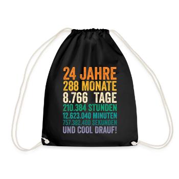 24 Jahre Vierundzwanzigster Geburtstag - Turnbeutel - Schwarz - Vorne