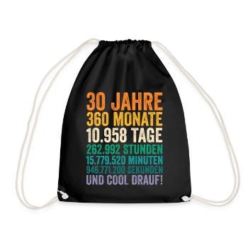 30 Jahre Dreißigster Geburtstag - Turnbeutel - Schwarz - Vorne