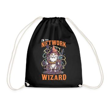 Network Wizard Network Admin Cat Computer Engineer - Turnbeutel - Schwarz - Vorne