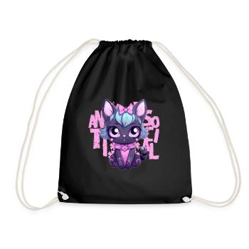 Kawaii Pastel Goth Cat Antisocial Introvert Japane - Turnbeutel - Schwarz - Vorne