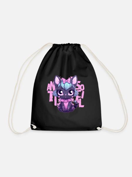 Kawaii Pastel Goth Cat Antisocial Introvert Japane - Turnbeutel - Schwarz