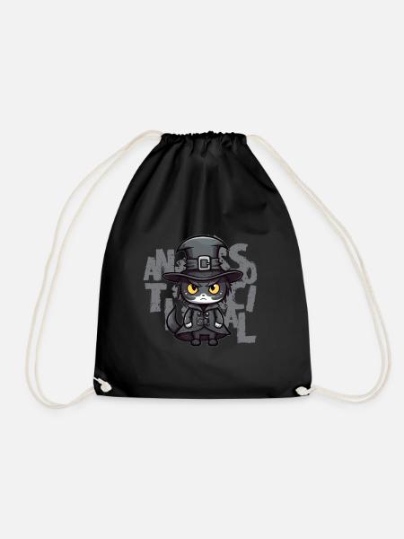 Gothic Cat Antisocial Kawaii Goth Menhera Emo - Turnbeutel - Schwarz