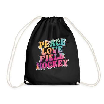 Field Hockey Heart Peace Love - Drawstring Bag - black - Front