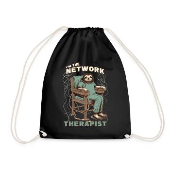 Network Therapist Network Engineer Sloth Funny Net - Turnbeutel - Schwarz - Vorne