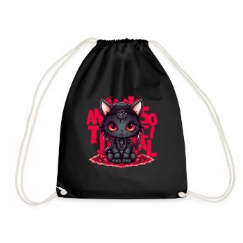 Kawaii Anime Gothic Cat Antisocial Introvert Menhe - Turnbeutel - Schwarz - Vorne