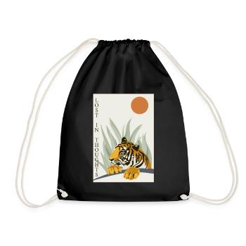 Lost In Thoughts Wildcat Big Cat Siberian - Drawstring Bag - black - Front
