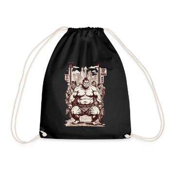 Sumo Vintage Kanji Characters and Martial Arts Design - Drawstring Bag - black - Front