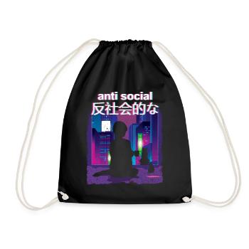 Vaporwave Girl anti social 80's retro aesthetic - Drawstring Bag - black - Front