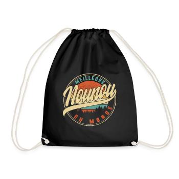 Meilleure Nounou Du Monde Humour T Shirt copy - Drawstring Bag - black - Front