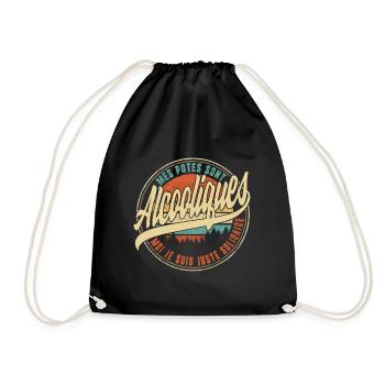 Mes Potes Sont Alcooliques Moi Je Suis Juste - Drawstring Bag - black - Front