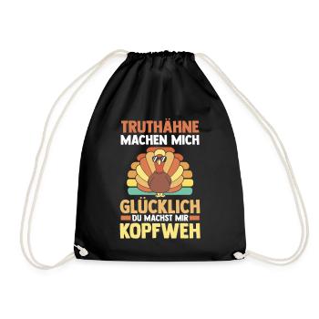 Truthuhn Truthahn - Turnbeutel - Schwarz - Vorne