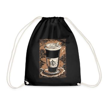 Kaffee im Ukiyo-E Japan Stil Kaffeeliebhaber - Turnbeutel - Schwarz - Vorne