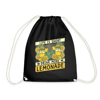 Life Is Short Drink More Lemonade Limonade - Drawstring Bag - black - Front