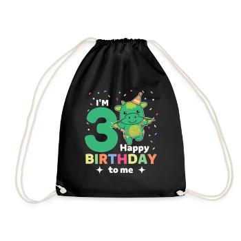 Drache zum 3. Geburtstag Kinder drei Jahre alt - Turnbeutel - Schwarz - Vorne