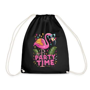 Exotic Party with Flamingos - Party Time - Drawstring Bag - black - Front
