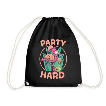 Flamingo Party Hard - Exotisches Feiern - Turnbeutel - Schwarz - Vorne