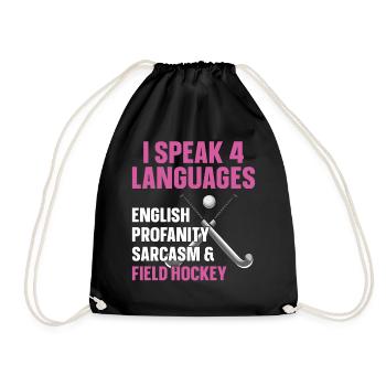 Field Hockey I Speak 4 Languages - Drawstring Bag - black - Front