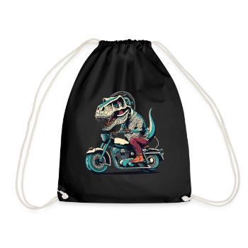 T-Rex Biker - A Primeval Ride - Drawstring Bag - black - Front