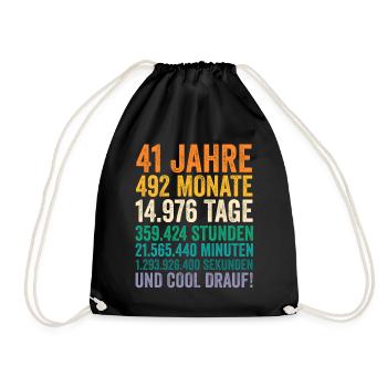41 Jahre Einundvierzigster Geburtstag - Turnbeutel - Schwarz - Vorne