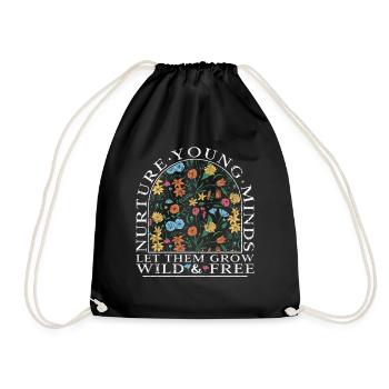 Teacher Wildflower Young Minds Let Them Grow - Drawstring Bag - black - Front
