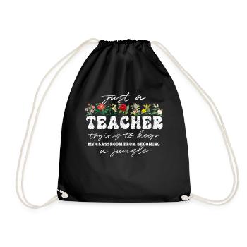 Lehrer Lustige Blume Klassenzimmer Dschungel - Turnbeutel - Schwarz - Vorne