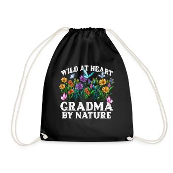 Grandma Wildflower Floral Nature Love - Drawstring Bag - black - Front