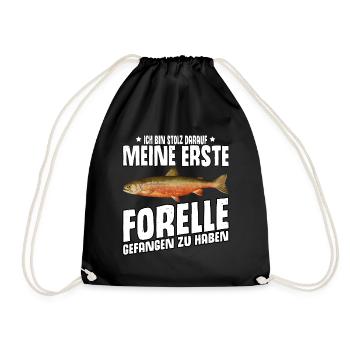 Forellen Angeln - Turnbeutel - Schwarz - Vorne