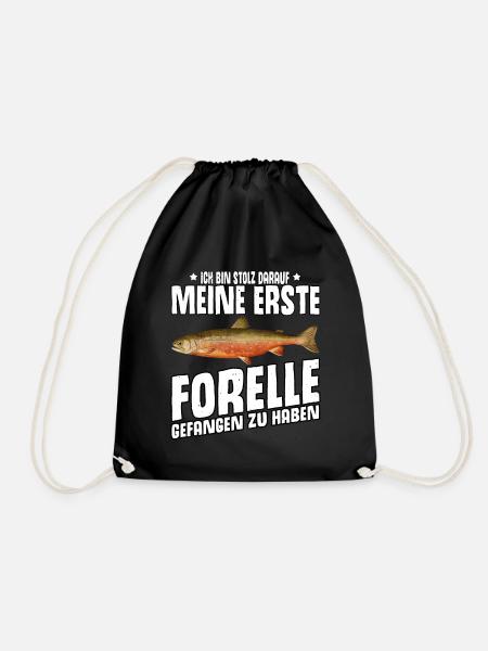 Forellen Angeln - Turnbeutel - Schwarz