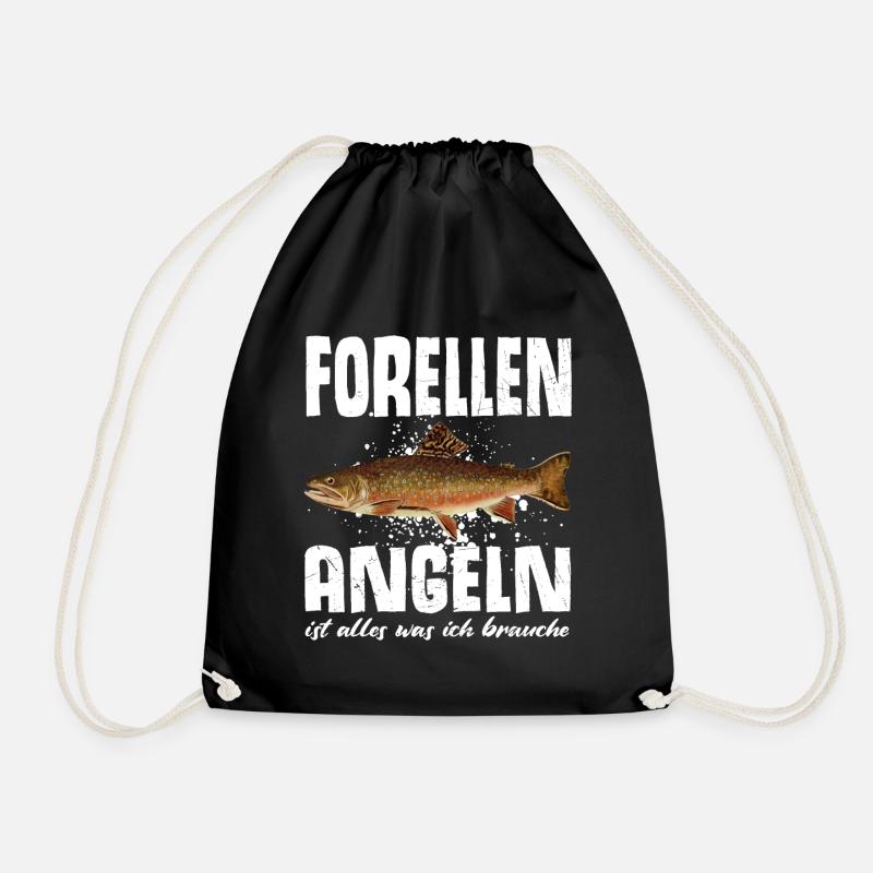 Forellen Angeln - Turnbeutel - Schwarz