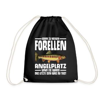 Forellen Angeln - Turnbeutel - Schwarz - Vorne