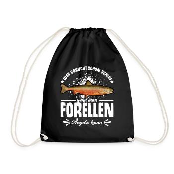 Forellen Angeln - Turnbeutel - Schwarz - Vorne