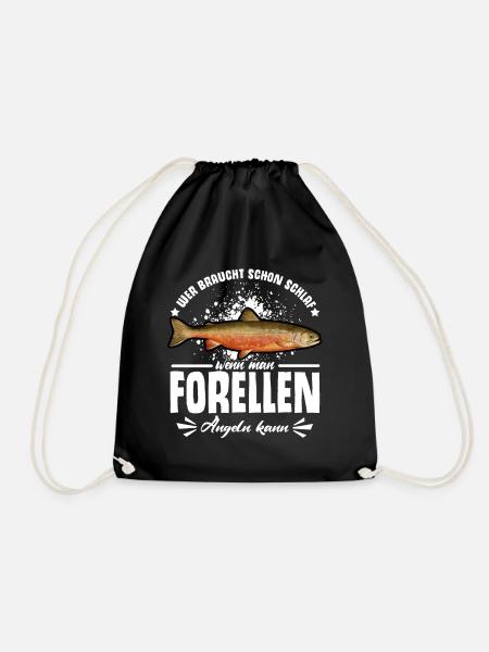 Forellen Angeln - Turnbeutel - Schwarz