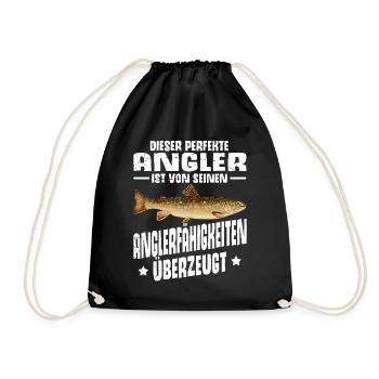 Forellen Angeln - Turnbeutel - Schwarz - Vorne
