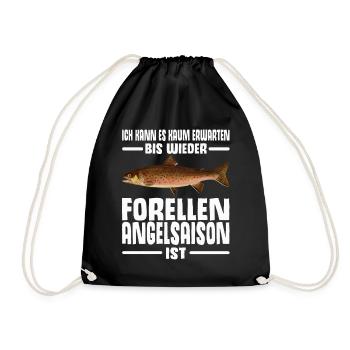 Forellen Angeln - Turnbeutel - Schwarz - Vorne