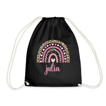 Julia Regenbogen Name Geburtstag Julia - Turnbeutel - Schwarz - Vorne