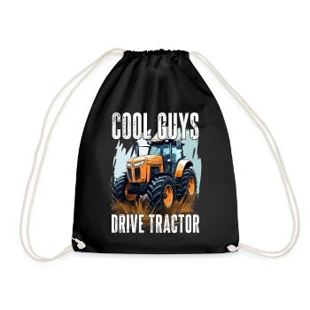 Cool Boys Driving Tractor Farmer Farmer Gift - Drawstring Bag - black - Front