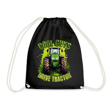 Cool Boys Driving Tractor Gift Farmer Farmer - Drawstring Bag - black - Front