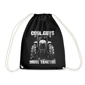 Cool Boys Driving Tractor Farmer Farmer Gardener - Drawstring Bag - black - Front