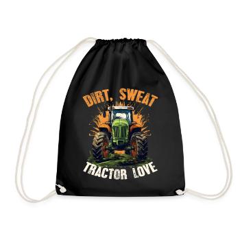 Dirt Sweat Tractor Love Farmer Agriculture - Drawstring Bag - black - Front
