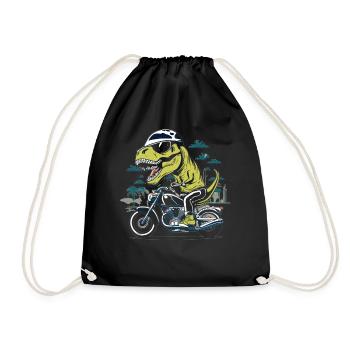 T-Rex Biker - A Primeval Ride - Drawstring Bag - black - Front