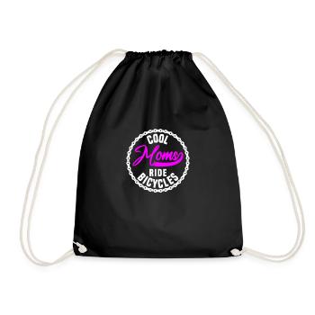 Cool moms ride bicycles - Drawstring Bag - black - Front